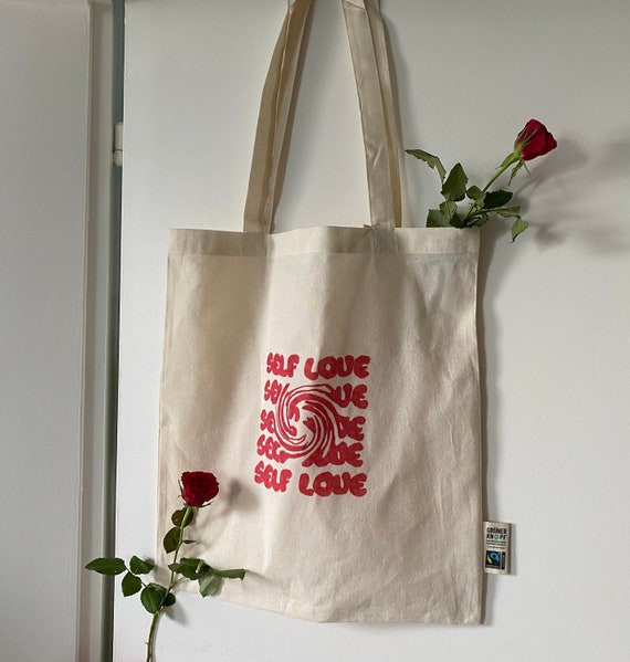 Letter Graphic Shopping Bag / Selflove / Tote Bag / Fabric Bag - Etsy