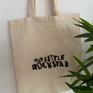 Sacola de compras com estampa de letras / seja gentil / Sacola grande / gentileza / Sacola grande estética / Go Little Rockstar / Comércio justo / Bolsa preta