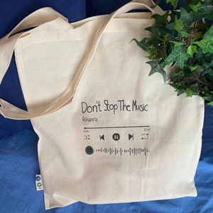 reusable shopping bag, custom gift idea, custom album art tote, music inspired gift, personalized song lyrics bag