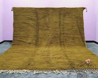 Handmade Moroccan Wool Rug – Olive Green Berber Carpet, Custom Beni Ourain Shag Area Rug, Minimalist Wool Rug for Living Room & Bedroom