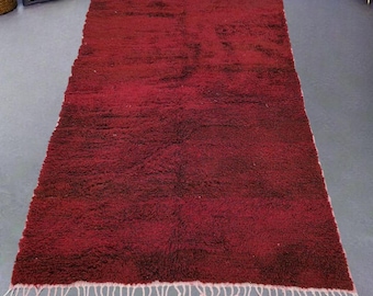 Handwoven Red Moroccan Berber Rug – Plush Wool Floor Decor, Boho Farmhouse Carpet