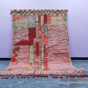 Handmade Moroccan Pink Wool Rug For Living Room, Interior Floor Rug For Bedroom, Custom Rugs, Berber Carpet, Vibrant Pink Beni Ourain Rug