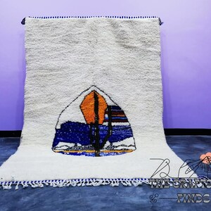 Handmade Colored Beni Ourain Rug: Moroccan Wool Berber Carpet