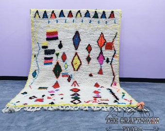 Colorful Azilal Rug: Handmade Moroccan Berber Wool Carpet