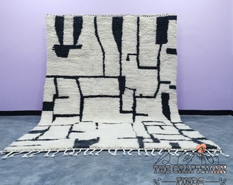 Custom Beni Ourain Rug: Handmade Moroccan Wool Carpet, Geometric Design