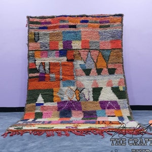 Handmade Boujaad Wool Rug: Multicolored Moroccan Berber Rug