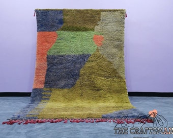 Handmade Moroccan Beni Ourain Rug: Abstract Wool Plush Area Rug