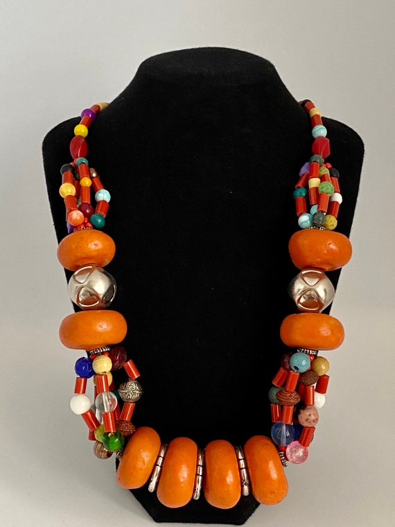 Moroccan Small light Berber necklace multicolor stones