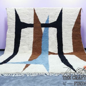 Handmade Beni Ourain Rug: Colorful Geometric Moroccan Carpet