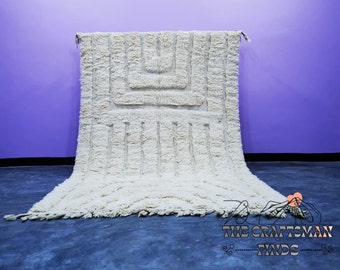 Alfombra Beni Ourain hecha a mano: auténtica alfombra marroquí de lana de cordero.