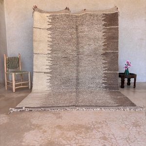 Hand-knotted Ombre Beni Ourain Wool Rug – Brown Beige Moroccan Tribal Area Rug