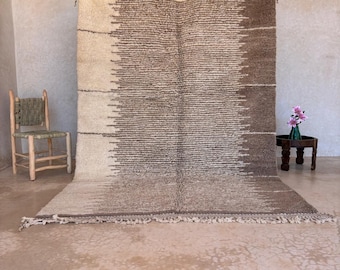 Handgeknoopt ombre Beni Ourain-wollen vloerkleed – bruinbeige Marokkaans stamtapijt