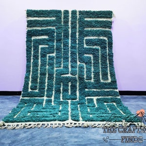 Moroccan Green rug, Handmade Berber rug, Custom area rug, Beni ourain rug Green, Living room rug, Moroccan rug berber, Morocco rug Green