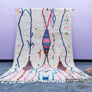 Alfombra de lana Boujad hecha a mano: auténtica alfombra bohemia marroquí