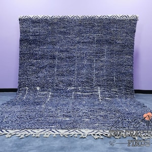 Large Moroccan Rug White and Blue Polka Dots, Custom White Beni Ourain, Natural Wool Spotted Handmade Shag Rug, Berber Dot Carpet, Blue rug