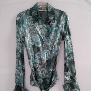 Aqua silk blouse top
