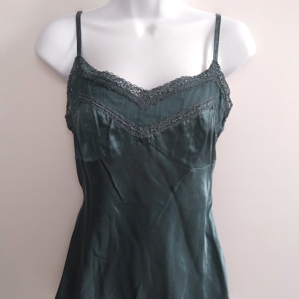 Monsoon camisole top, Silk camisole, Teal camisole top, Summer top, Monsoon size 10, Silk top with lace and beading trim