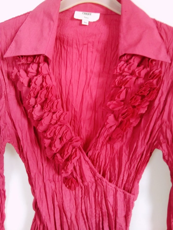 Vintage Fuschia Pink Blouse, Retro Blouse 1990's,… - image 1