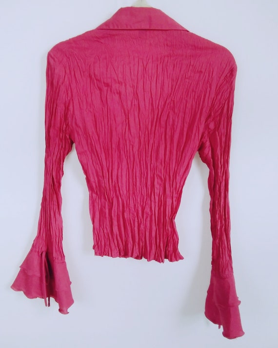 Vintage Fuschia Pink Blouse, Retro Blouse 1990's,… - image 6