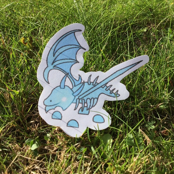 Roblox Adopt Me Frost Dragon Sticker Matt Finish Etsy - roblox adopt me dragon drawing