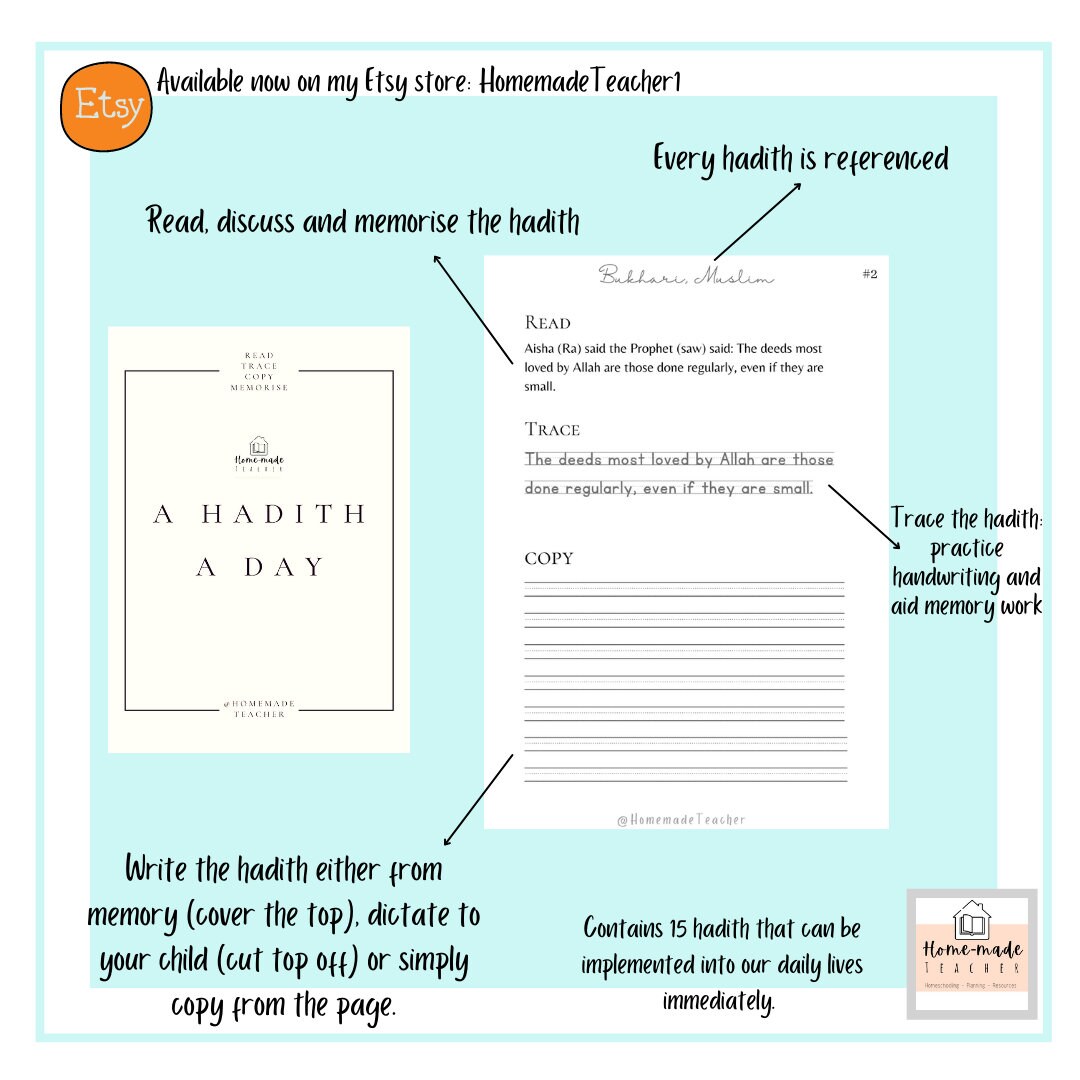 A Hadith a Day, Islamic Copywork. - Etsy