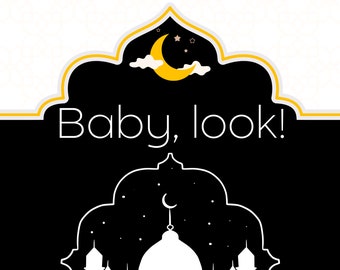 High contrast Islamic prints for babies and Children | baby board book | black and white images| newborn and babies books