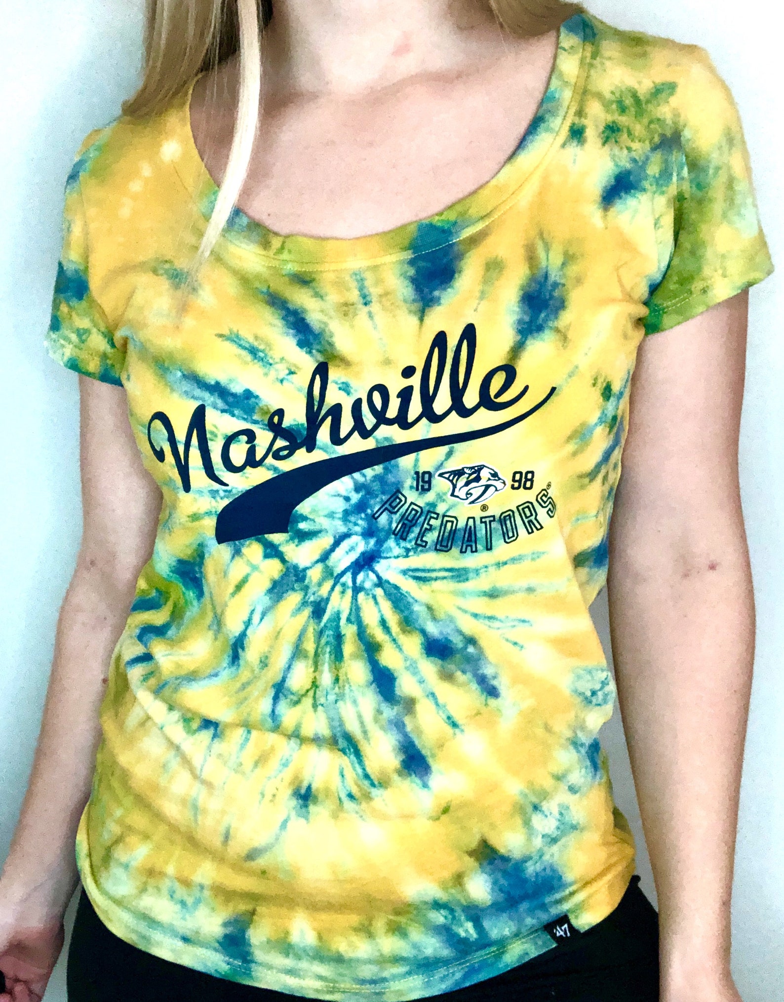 S Nashville Predators Spiral Blue and Yellow Tie-Dye T-Shirt | Etsy