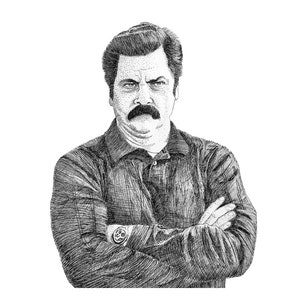PRINTABLE Ron Swanson Parks and Recreation Digital Illustration Download Files