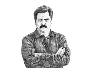 PRINTABLE Ron Swanson Parks and Recreation Digital Illustration Download Files