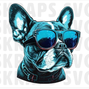 French Bulldog Sunglasses Digital Art File Download | SVG PNG AI jpeg | Instant Download