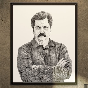 Ron Swanson Illustration Print