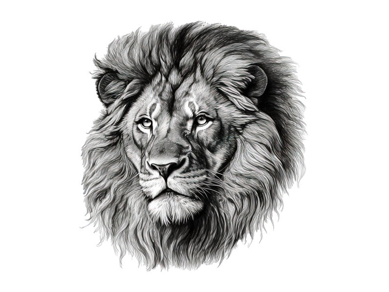 PRINTABLE Lion Head Digital Illustration Download Files - Etsy