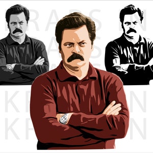 Ron Swanson SVG | PNG | AI Instant Download Files