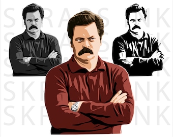 Ron Swanson SVG | PNG | AI Instant Download Files