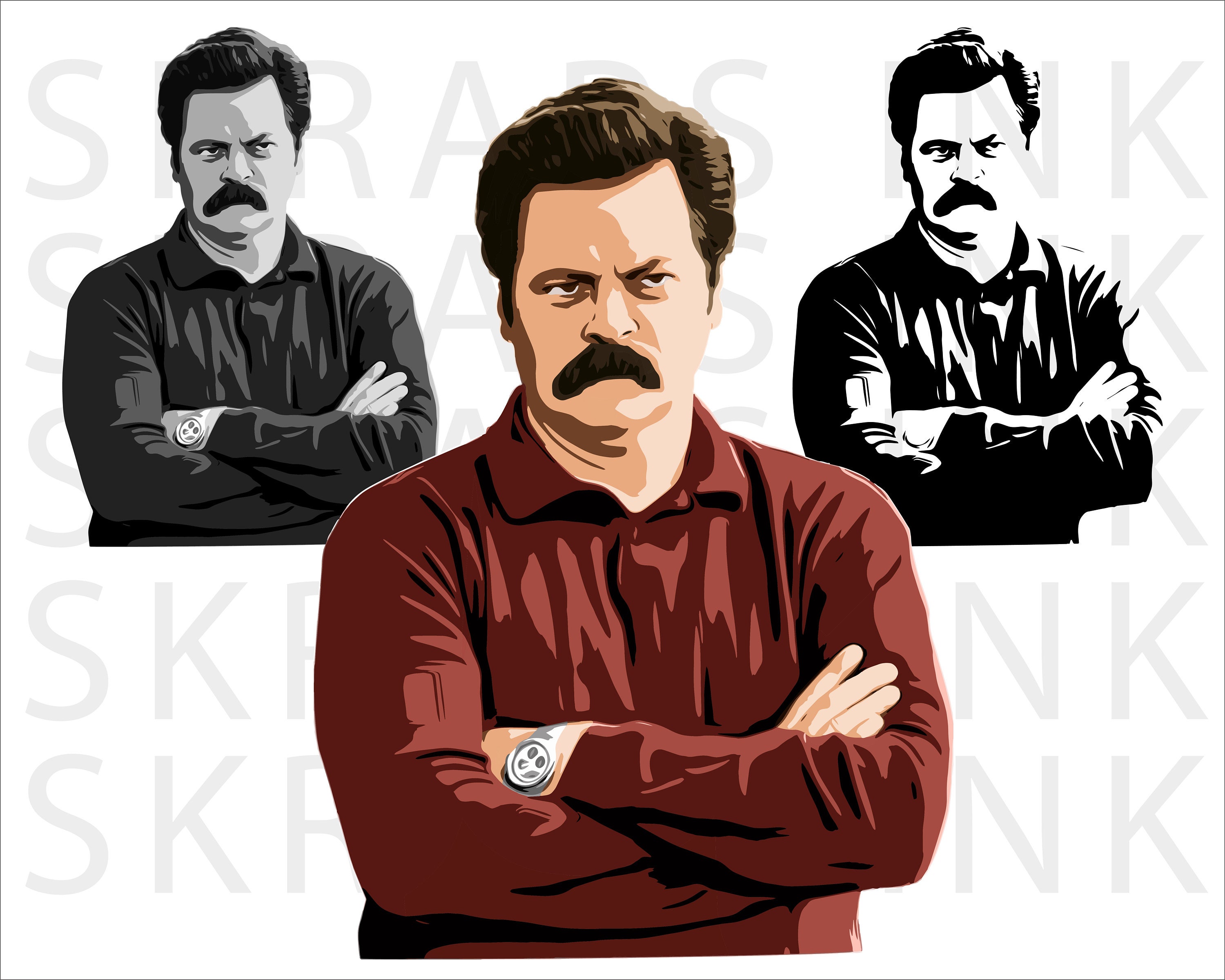 Ron Swanson SVG | PNG | AI Instant Download Files