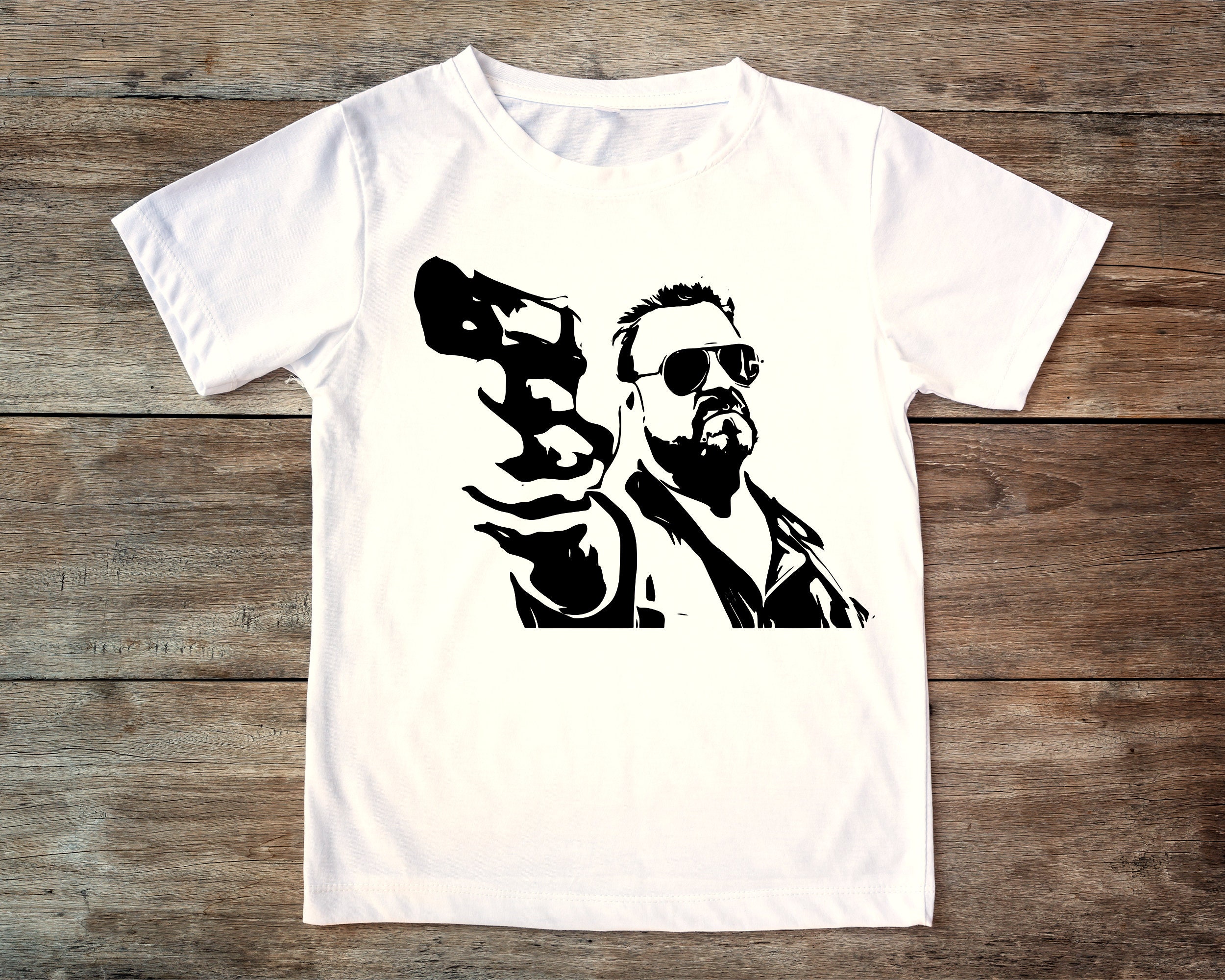 Maglietta Uomo Walter Sobchak 'I Over The Line' The Big Lebowski, Nera, Cotone Blend, Nuova Con Etichette