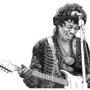 PRINTABLE Jimi Hendrix Digital Art Illustration Download Files