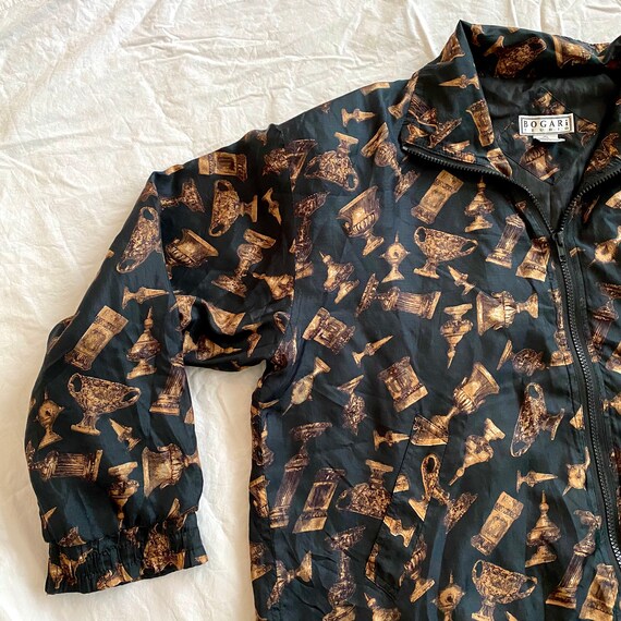 80s Silk Patterned Bomber Jacket