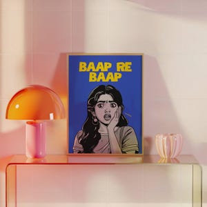 Baap Re Baap Print | Bold Indian Desi Gujarati Wall Art | Fun Quote Decor | Playful Home Aesthetic | Colourful Hindi Print
