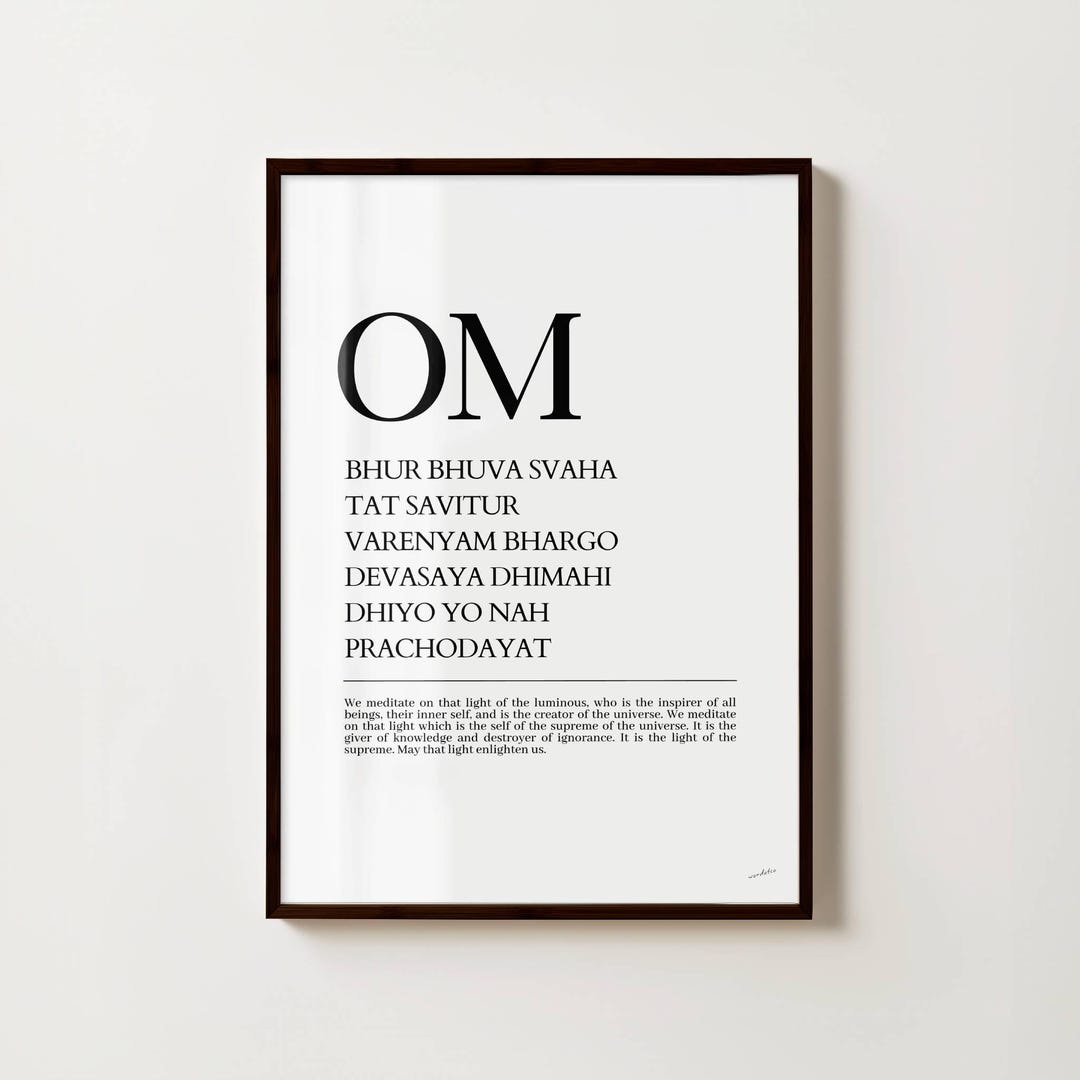 Gayatri Mantra Print | Sanskrit Prayer Wall Art | Om Spiritual Poster ...