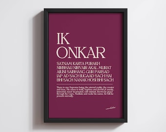 Mool Mantar Print | Sikh Scripture Wall Art | Ik Onkar Poster | Punjabi Spiritual Decor | Waheguru | Gurbani Home Print