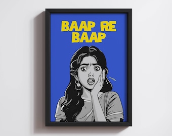 Baap Re Baap Poster | Gujarati Desi Wall Art | South Asian Humour Print | Bold Home Decor