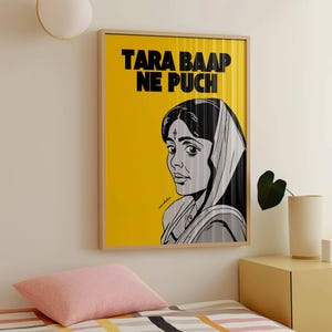 Tara Baap Ne Puch Print | Bold Gujarati Desi Wall Art | Fun Quote | Playful Home Aesthetic | Colourful Living Room Bedroom Print