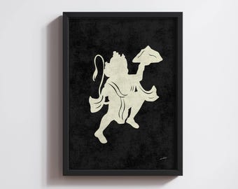 Hanuman Print | Hindu Wall Decor | Bajrangbali Poster | Spiritual Home Artwork