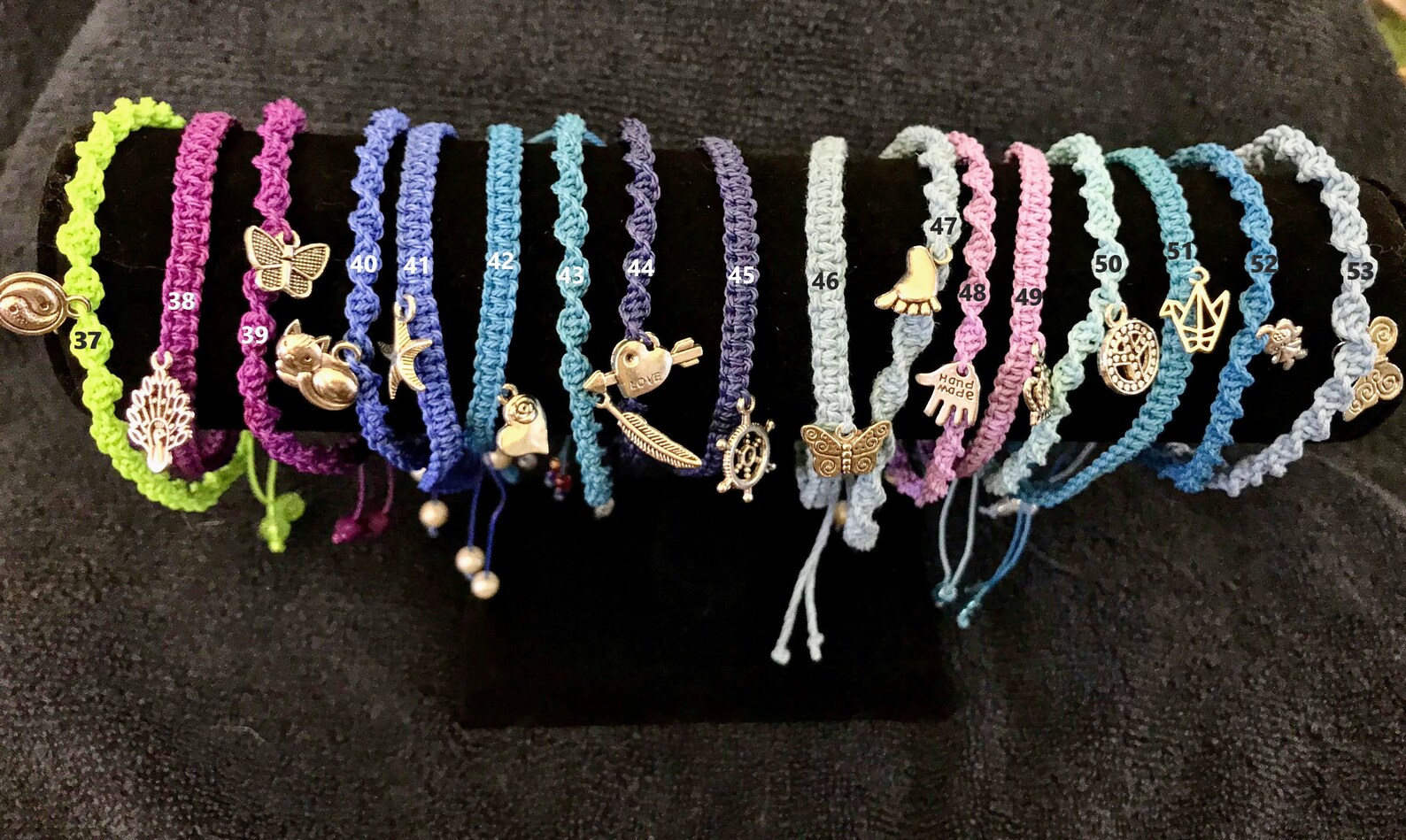 Adjustable Hemp Cord 7 Bracelets with Charms Etsy