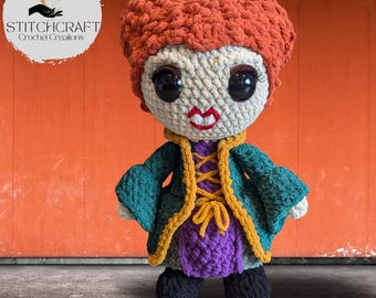 Witch Sister W Crochet Doll | Horror Movie Plushie | Spooky Stuffie