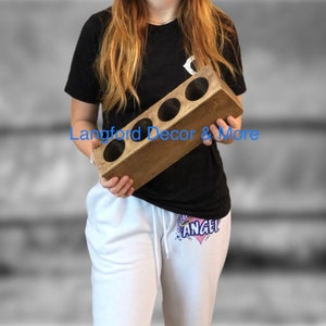Molde de madera para azúcar de 4 agujeros, portavelas, decoración de centro de mesa estilo rústico