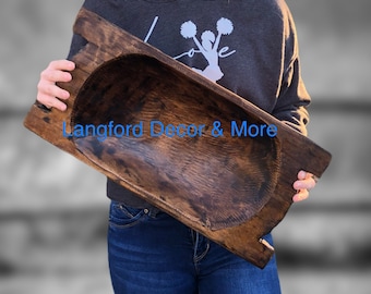 CLEARANCE Oops Hand Carved Rustic Extra Large Dough Bowl/Food Safe/Trencher Bowl/European Dough Bowl/Primitive Dough Bowl/Saranda Bowl