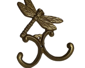 Cast Iron Gold Dragonfly Coat/Towel Hook