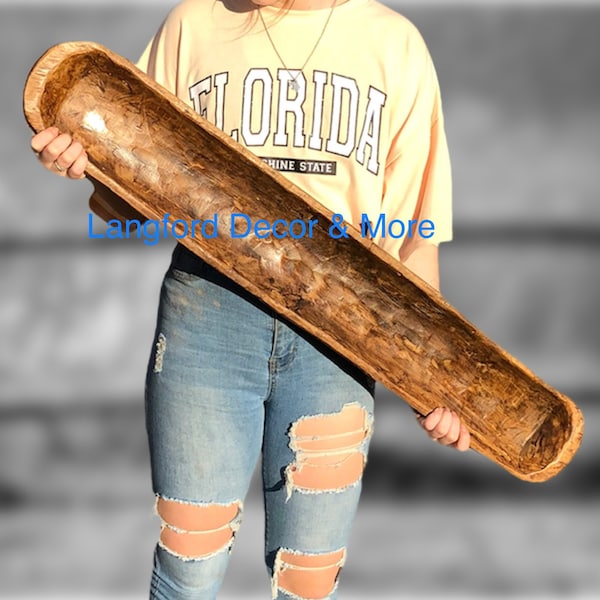 CLEARANCE OOPS 40 Inch Baguette Bowls/Hand Carved Extra Long Rustic Dough Bowl/Food Safe